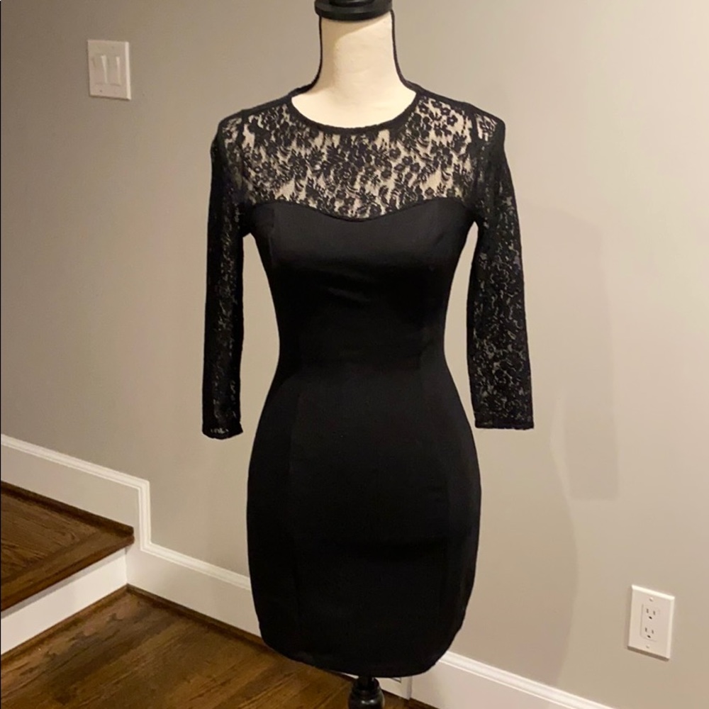 Black Lace Guess 3/4 Length Sleeve Dress